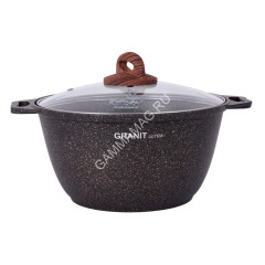Кастрюля алюм. литая а/приг. Kukmara "Granit ultra" original 2,0л Стекл.кр. кго22а (Кукмор) *1/3