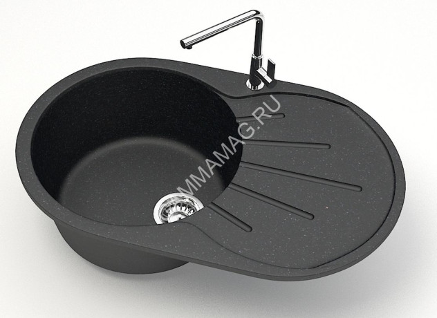 Мойка из искусственного камня овальная черная матовая AGATA 110/Q4 (730х450 мм)*1
