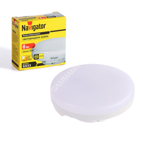 Лампа светодиодная 6W GX53 таблетка 2,7К теплый матовая Navigator 94249 *10/100