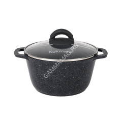Кастрюля алюм. литая а/приг. Kukmara "Granit" black 2,5л Стекл.кр. кгч25а *1/3