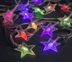 Гирлянда Нить 5м 20LED мульти мигание Звезда в крапинку прозрачная нить 220V IP20 541536*1/100