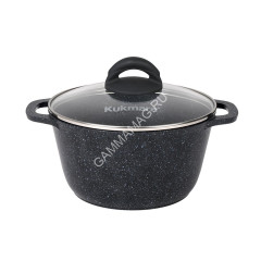 Кастрюля алюм. литая а/приг. Kukmara "Granit" black 3,5л Стекл.кр. кгч35а *1/3