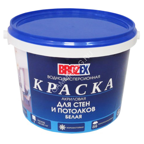 Краска акриловая для стен и потолков 14 кг BROZEX *1/48