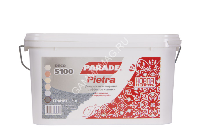 Покрытие акриловое декоративное Pietra S100 c эффектом камня кварц 7 кг PARADE *1/96