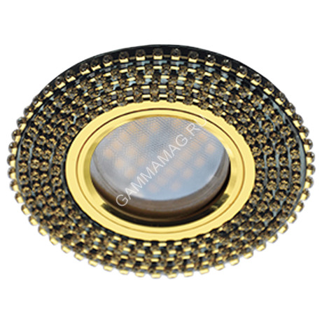 Светильник встраиваемый MR16 DL1662 GU5.3 Ecola Glass Стекло Круг стразы золото FP16RGECB *10/50