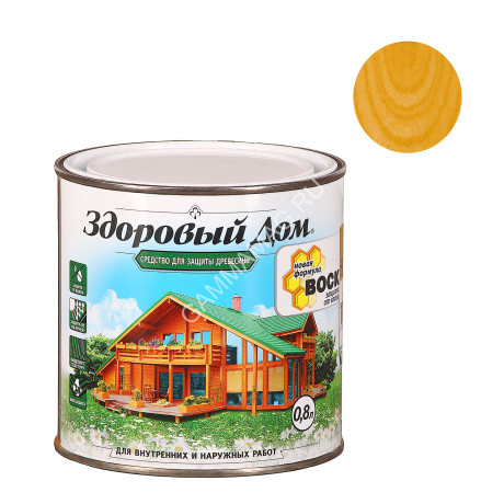 Защитно-декоративное покрытие для древесины Дуб 0,8 л Здоровый дом *1/6/528