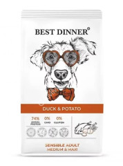 Best Dinner Dog Adult Sensible Medium/Maxi 18кг утка с картофелем сухой для собак крупных и средних пород (402472) (Только для заводчиков)