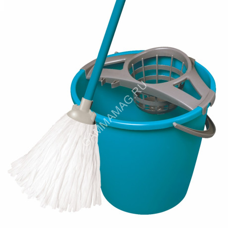 Комплект д/уборки "Mop Set": ВЕДРО 10л Круглое, с отжимом + ШВАБРА 072030 "York" *1/36