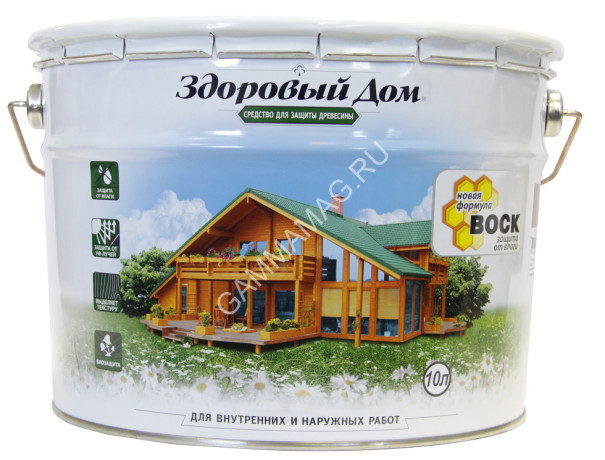 Защитно-декоративное покрытие для древесины Дуб 10 л Здоровый дом *1/55
