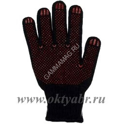 Перчатки ХБ с ПВХ точ 10кл (4 нити) 39гр черные *10/250/300