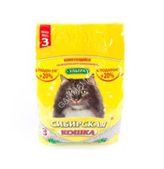 Наполнитель (Сибирская кошка)  3л Ультра условно-комкующийся для кошек Акция +20%