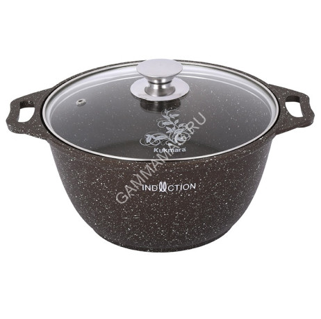 Кастрюля алюм. литая а/приг. Kukmara "Marble Induction" Мрам.коф. 2,0л Ст.кр. кмки22а *1/3