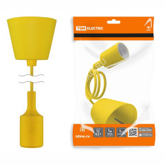 Патрон Е27 с подвесом пластик желтый 1 м. TDM SQ0335-0065 *1/60