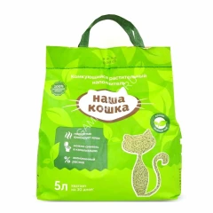 Наполнитель (Наша кошка) Зеленый чай растительный комкующийся для кошек, 2,1кг (5л)