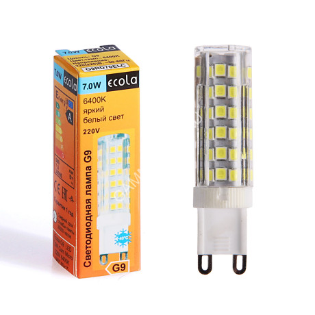 Лампа светодиодная капсульная 7,0W-220V G9 6.5K холодный Ecola 60x15 G9RD70ELC *10/100
