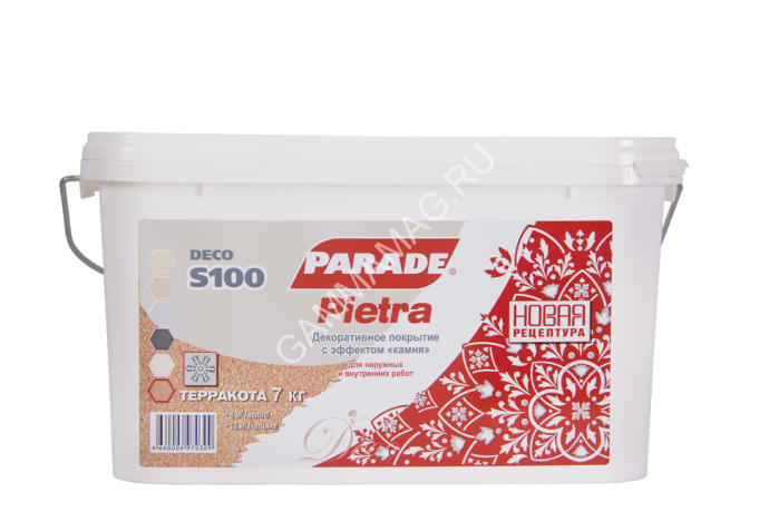 Покрытие акриловое декоративное Pietra S100 c эффектом камня терракота 7 кг PARADE *1/96