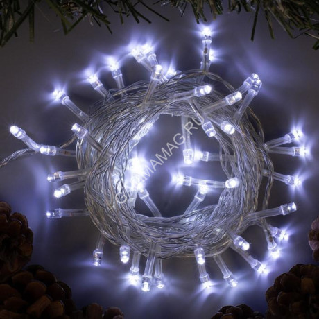 Гирлянда Нить 5м 50LED белый 8 режимов прозрачная нить 220V IP20 3556756 *1/120