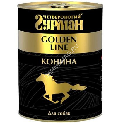 Четвероногий гурман 0,34кг Golden Line Конина натуральная в желе для собак (543716)