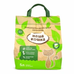 Наполнитель (Наша кошка) растительный комкующийся для кошек, 2,1кг (5л)