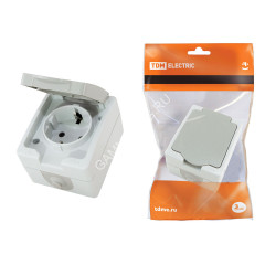 Розетка "Вуокса" ОП 1-мест. белый с з/к 16А IP54 TDM SQ1803-0007 *10/100
