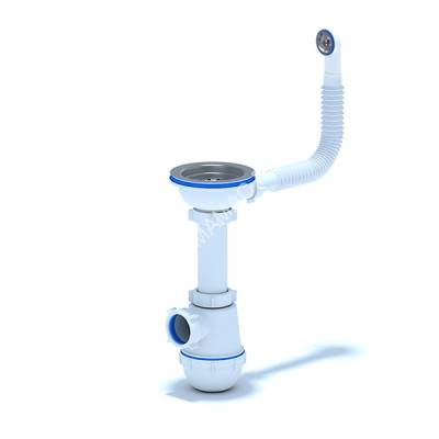 Сифон бутылочный 3 1/2"*40 с гибким гофрир. переливом (кругл.) АНИ ГРОТ А0142S *1/10