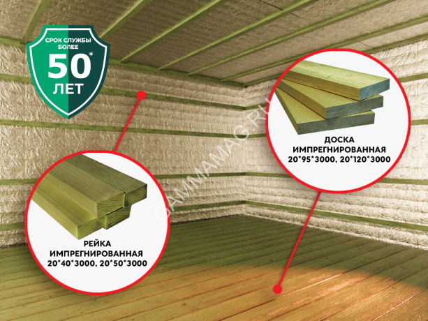 Брусок 20х40х3000мм импрегнированный сорт АВ Сосна *1/20