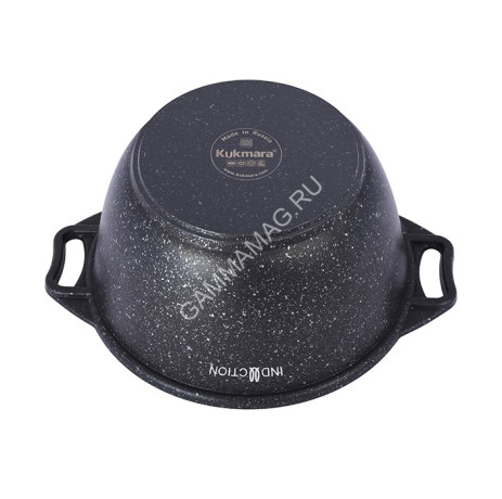 Кастрюля алюм. литая а/приг. Kukmara "Marble Induction" Мрам.темн. 2,0л Ст.кр. кмти22а *1/3