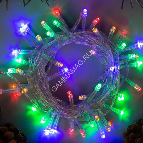 Гирлянда Нить 5м 50LED мульти 8 режимов прозрачная нить 220V IP20 3556755 *1/120