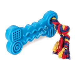 Игрушка (Triol) из цельнолитой резины Косточка с веревкой для собак, 95/165мм