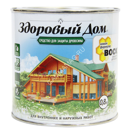 Защитно-декоративное покрытие для древесины Махагон 0,8 л Здоровый дом *1/6/528