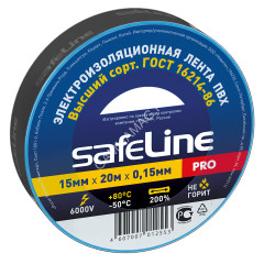 Изолента ПВХ 15мм х 20м ЧЕРНАЯ Safeline 9360 *10/200