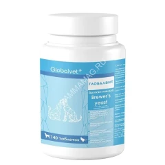 Дрожжи пивные (GlobalVet) Brewer's yeast для собак и кошек с чесноком и биотином 140таб.