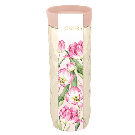 Банка для продуктов пластм. "Flowers" 1,5л d95мм h266мм Розовая пудра PT170310604 *1/8