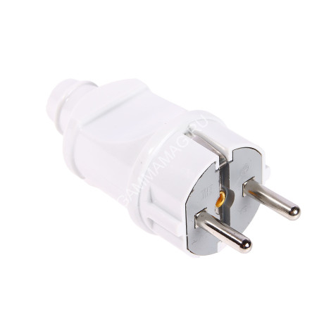 Вилка прямая с/з 16А 250В белая TDM SQ1806-0003 *10/250