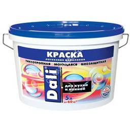 Краска акриловая для кухни и ванной 5 л ДАЛИ влагостойкая матовая База С *1/60
