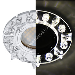 Светильник встраиваемый MR16 LD1661 GU5.3 Ecola Glass Стекл Круг стразы с подсвSK16RNEFB*10/50