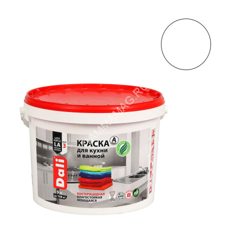 Краска акриловая для кухни и ванной 9 л ДАЛИ влагостойкая матовая База А *1/44