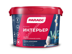 Краска акриловая для стен и потолков 2,5 л PARADE W3 ИНТЕРЬЕР влагостойкая матовая *1/144