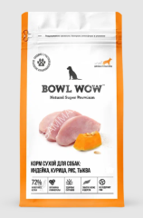 Bowl Wow 17кг индейка с курицей, рисом и тыквой сухой для собак крупных пород  (661290) (Только для заводчиков)