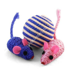 Игрушка (Triol) набор мяч, 2 мышки d4,5см-5см для кошек