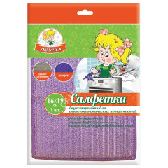 Салфетка для уборки д/стеклокерам. поверхностей 2-х сторонняя 16х19см "Умничка" *1/50