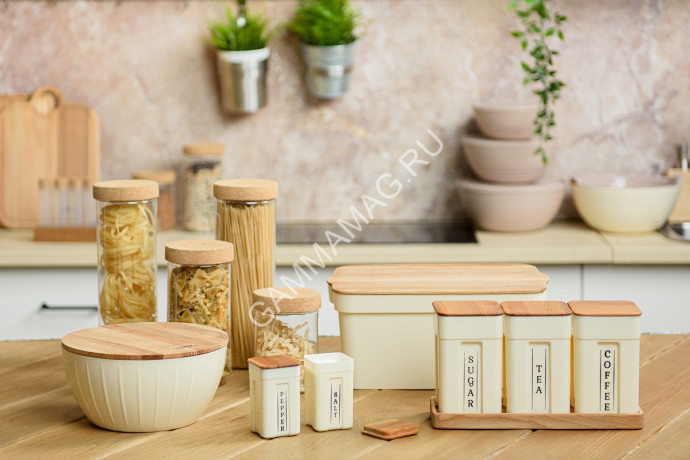 Банка для продуктов пластм. "Rosemary" 1,1л 100x100x205мм с пробковой крыш. SE105810996 *1/12