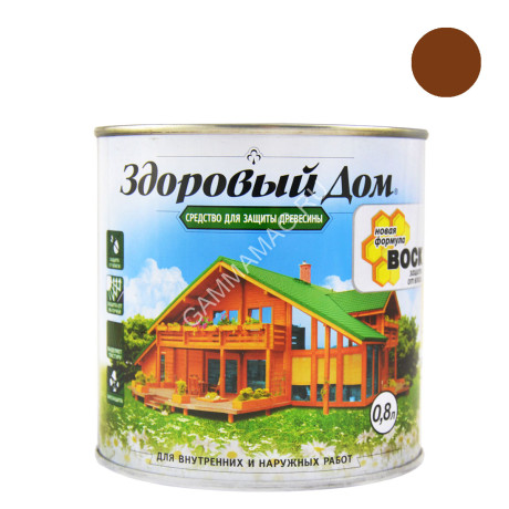Защитно-декоративное покрытие для древесины Орех 0,8 л Здоровый дом *1/6/528