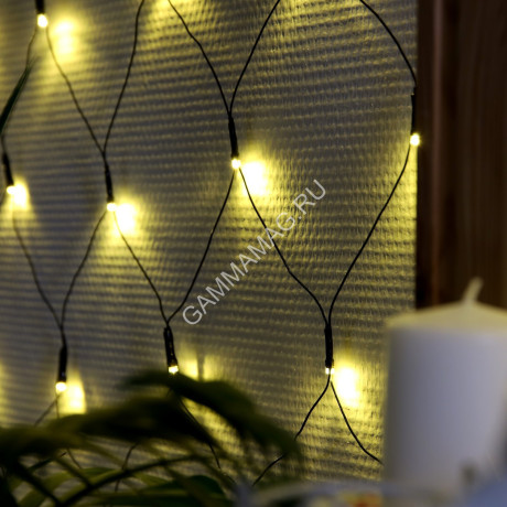 Гирлянда Сеть 1.6м*1.6м 8 режимов, LED-144-220 Белый Теплый 3556875 *1/80